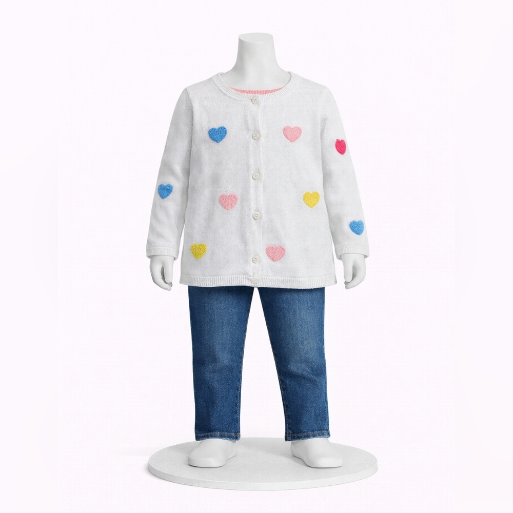 H&M Kids Cardigan with Colorful Heart Accents